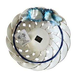 Ceramiche D’arte Handmade In Italy Basket Weave Bowl with Sea Creatures 11in NEW